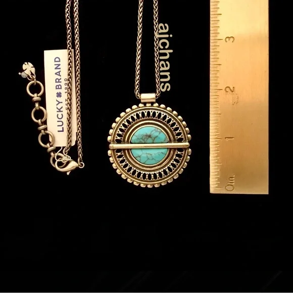 Lucky Brand Gold tone w/Turquoise Necklace - Picture 3 of 4